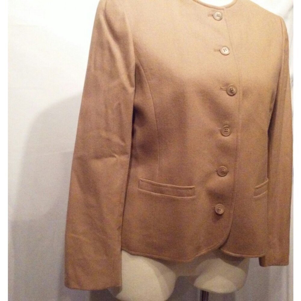 Pendleton Womens Tan Virgin Wool Button-Up Blazer Jacket Size 8